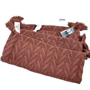 Bee & Willow Home Set of 2 Pillowcase Berry Bush‎ Knit Tassel Throw Pillow Sham